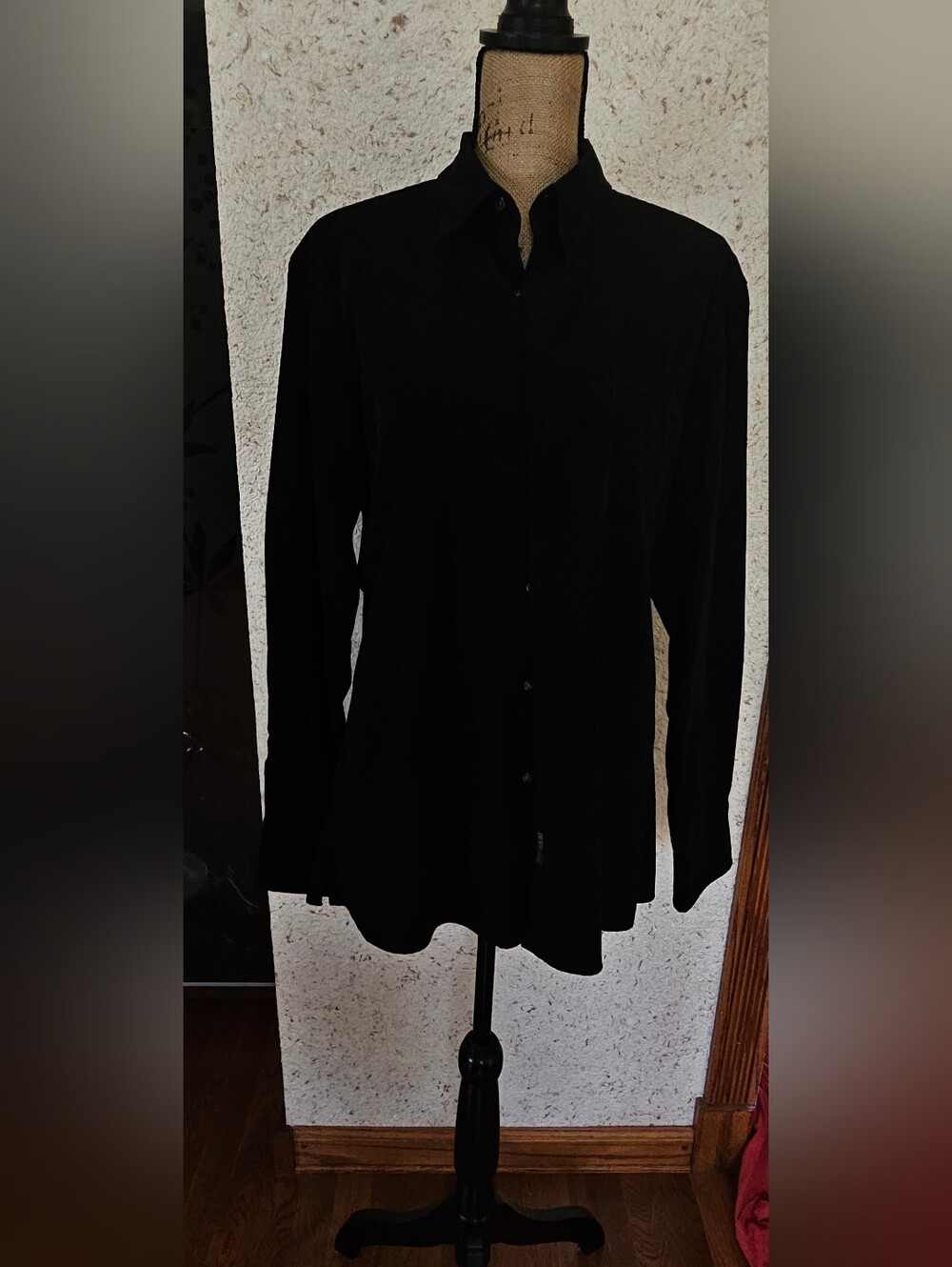 Men's Black Button-Down Shirt - Classic Collar